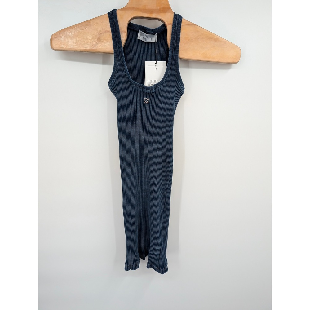 Giuseppe Di Morabito Ribbed Scoop Neck Bodycon Tank Mini Dress Blue NWT sz S